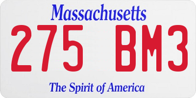MA license plate 275BM3