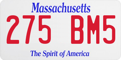 MA license plate 275BM5