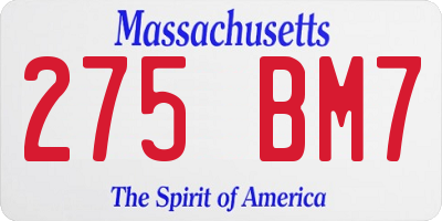 MA license plate 275BM7