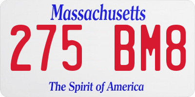 MA license plate 275BM8