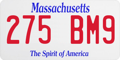 MA license plate 275BM9
