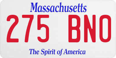 MA license plate 275BN0