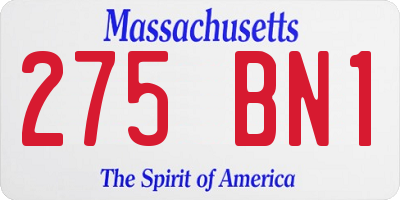MA license plate 275BN1