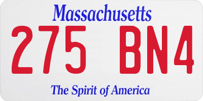 MA license plate 275BN4