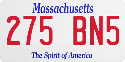 MA license plate 275BN5