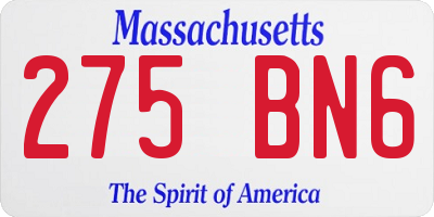 MA license plate 275BN6