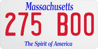 MA license plate 275BO0