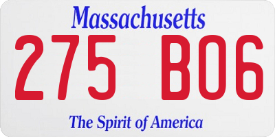 MA license plate 275BO6