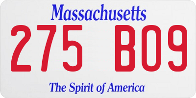 MA license plate 275BO9