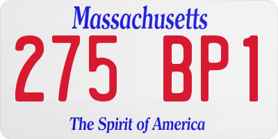 MA license plate 275BP1