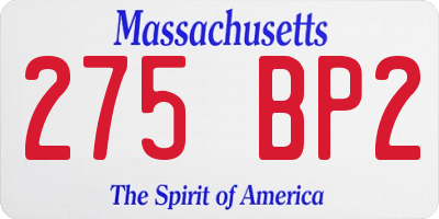 MA license plate 275BP2