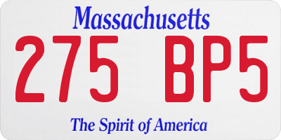 MA license plate 275BP5