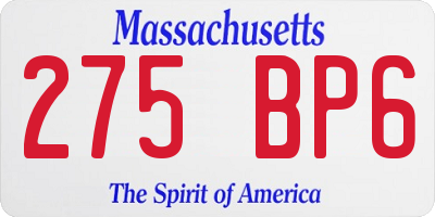 MA license plate 275BP6