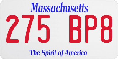 MA license plate 275BP8