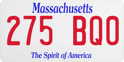 MA license plate 275BQ0
