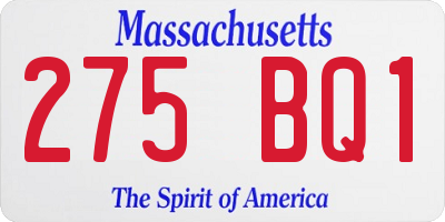 MA license plate 275BQ1