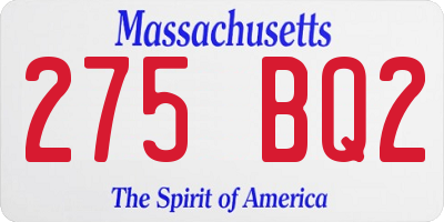 MA license plate 275BQ2