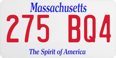 MA license plate 275BQ4