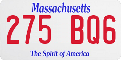 MA license plate 275BQ6