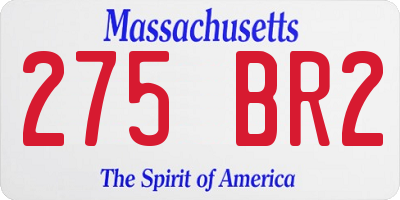 MA license plate 275BR2
