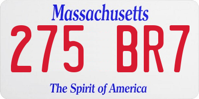 MA license plate 275BR7