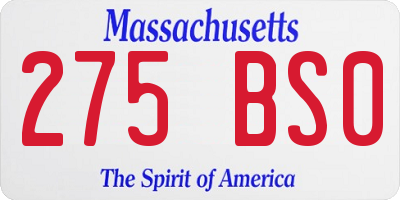 MA license plate 275BS0