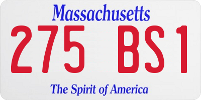 MA license plate 275BS1