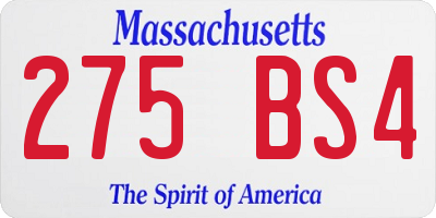 MA license plate 275BS4