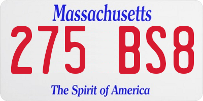 MA license plate 275BS8
