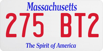 MA license plate 275BT2