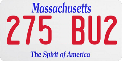 MA license plate 275BU2