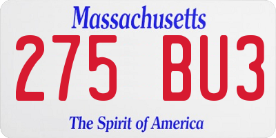 MA license plate 275BU3