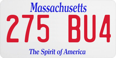MA license plate 275BU4