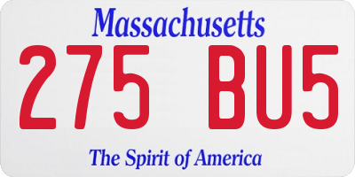 MA license plate 275BU5