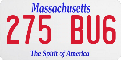 MA license plate 275BU6
