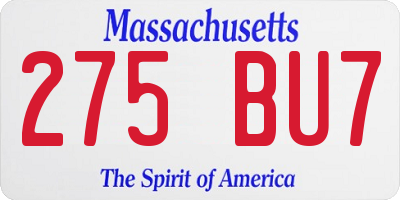 MA license plate 275BU7