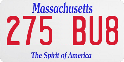 MA license plate 275BU8