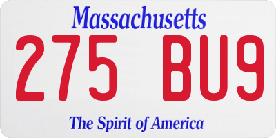 MA license plate 275BU9