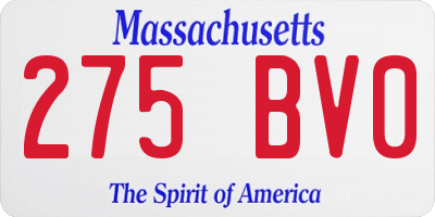 MA license plate 275BV0