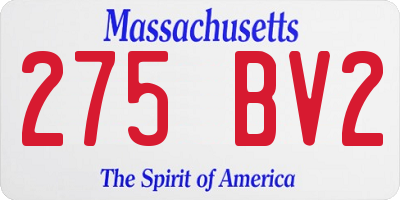MA license plate 275BV2