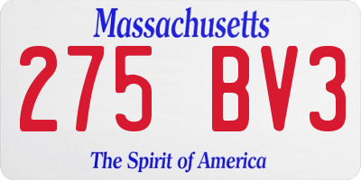 MA license plate 275BV3