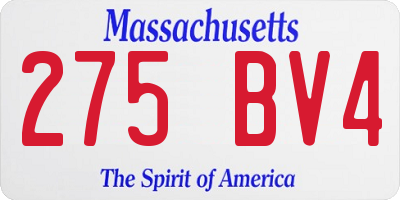 MA license plate 275BV4