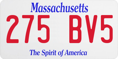 MA license plate 275BV5