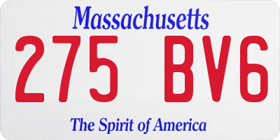 MA license plate 275BV6