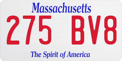 MA license plate 275BV8