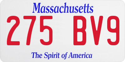 MA license plate 275BV9