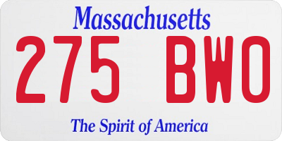 MA license plate 275BW0