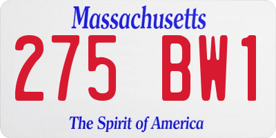 MA license plate 275BW1