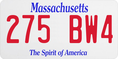 MA license plate 275BW4