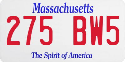 MA license plate 275BW5